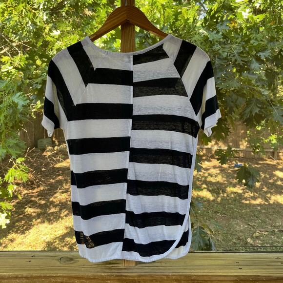 Frame Women's 100% Linen Black And White Striped Top Size XS - Picture 2 of 5
